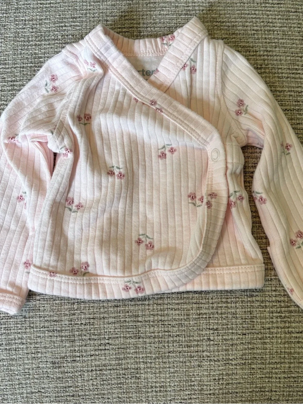 Carter's Light Pink Floral Ribbed Baby Matching Set